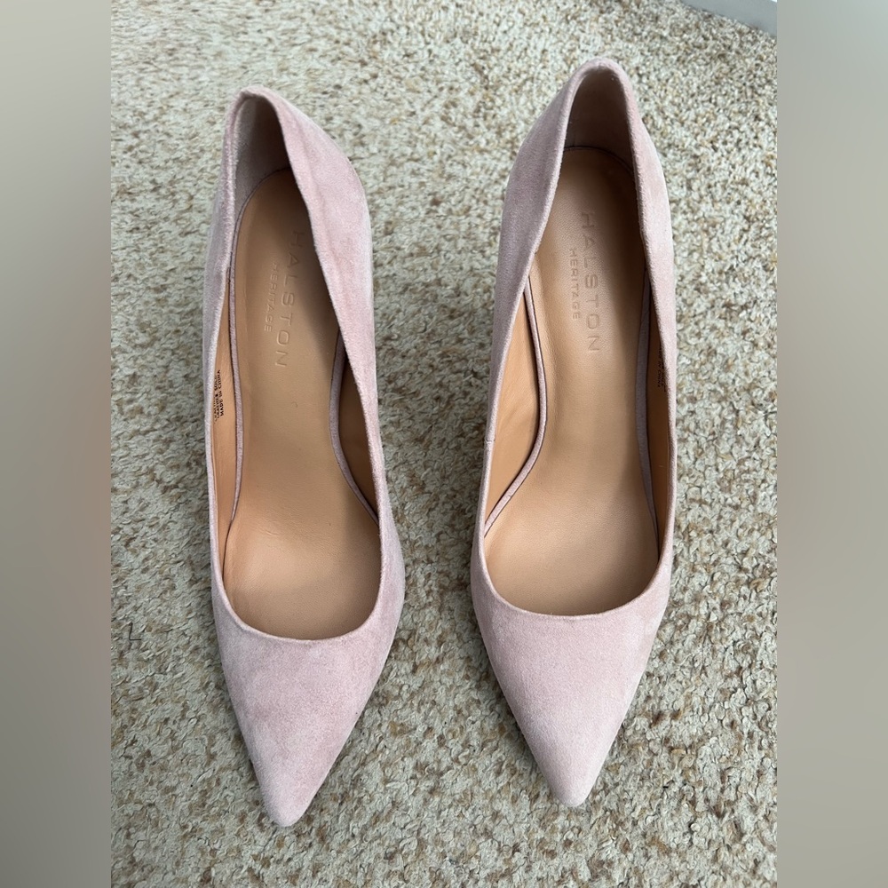 Halston Heritage Claudia Blush Pink Suede Heels - Size 8.5M